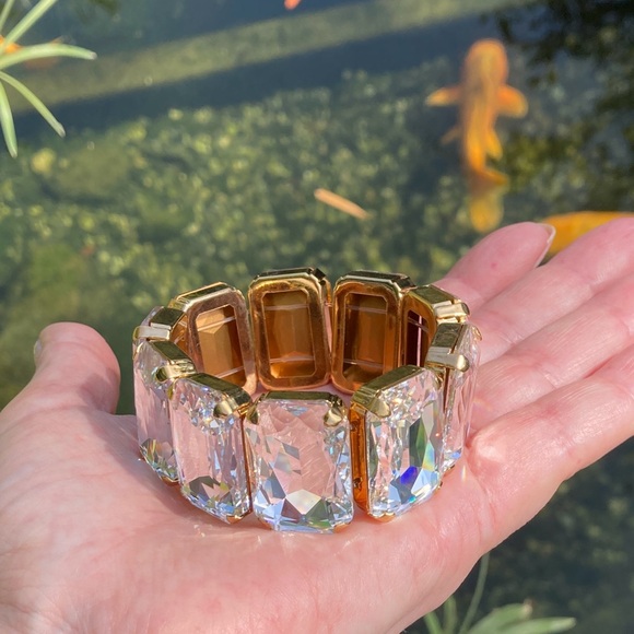 Silicone Stretch Bracelet Made With Swarovski Octagon 27x18.5mm Crystal Clear - Picture 7 of 7